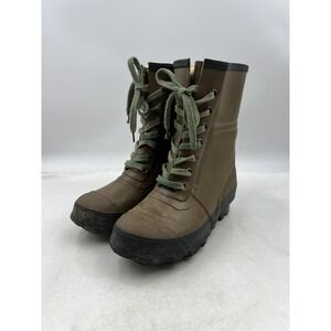 Pro Line Boots Youth Size 2 Brown Waterproof Insulated Steel Shank Lace Up Rain
